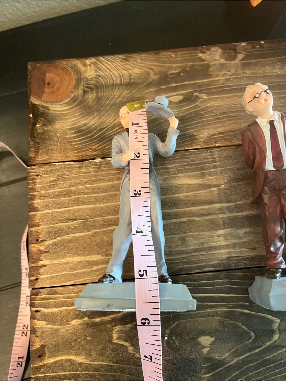 Vintage Gentleman Cake Toppers – Gray & Brown Formal Figurine Pair